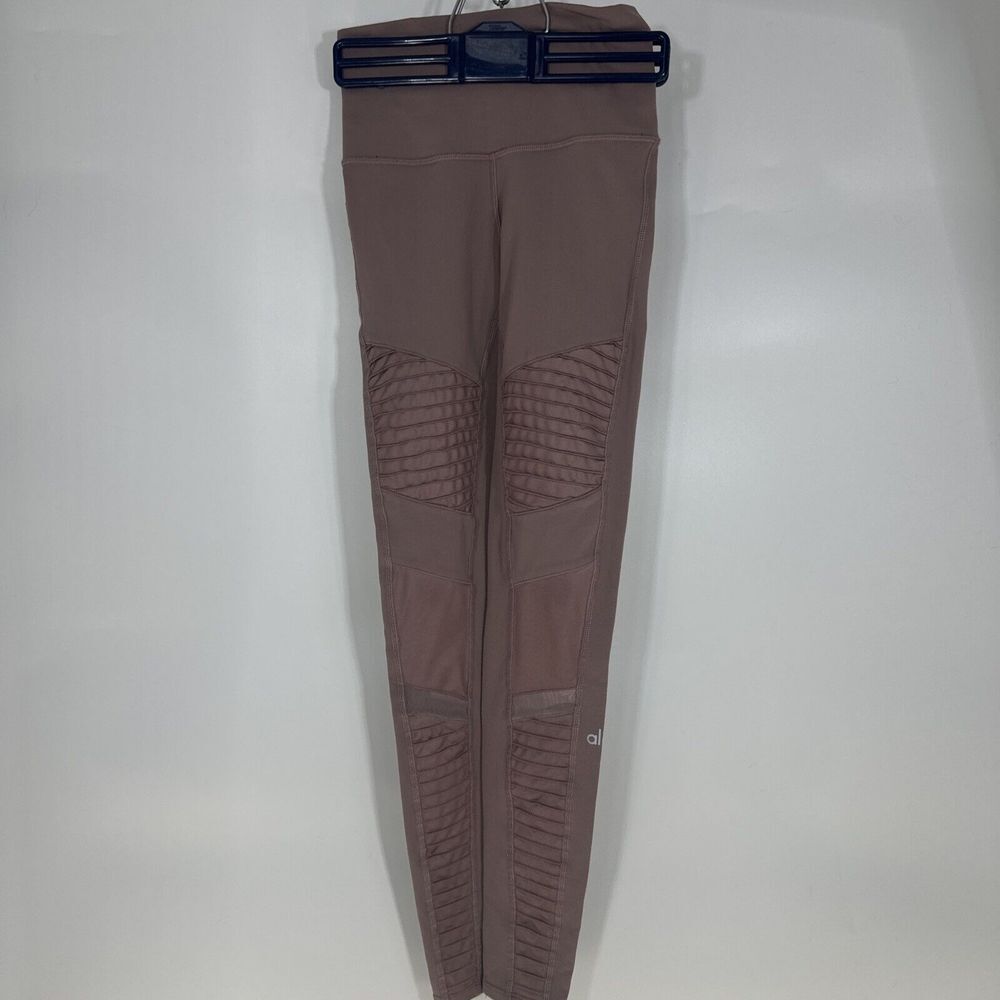 Alo Yoga High Waist Moto Leggings Dusty‎ Mauve Purple Mesh Quilted W5494R